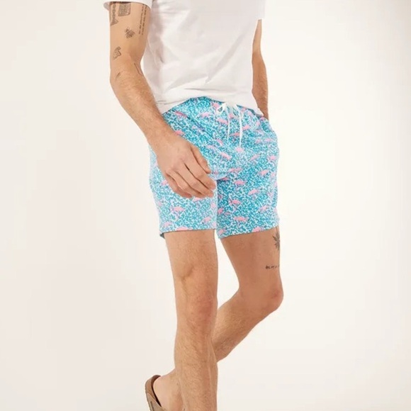 Chubbies Blue and Pink Classic Swim Trunk 7in in The Domingos Are For Fl… - Picture 1 of 15